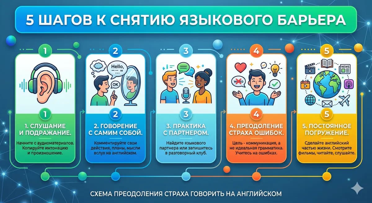 Как преодолеть языковой барьер в английском: 5 шагов к свободной речи